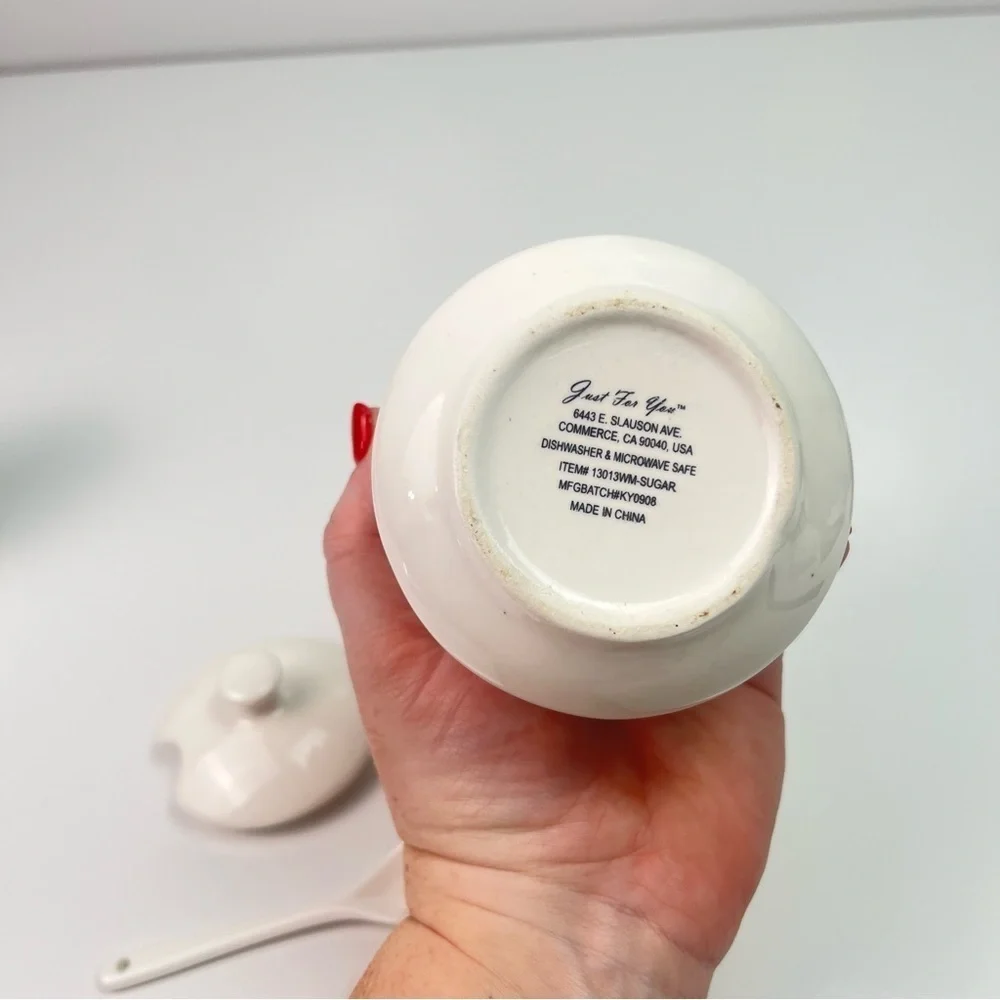Vintage 1990’s Off-White Color with Red Writing Cream and Sugar Set